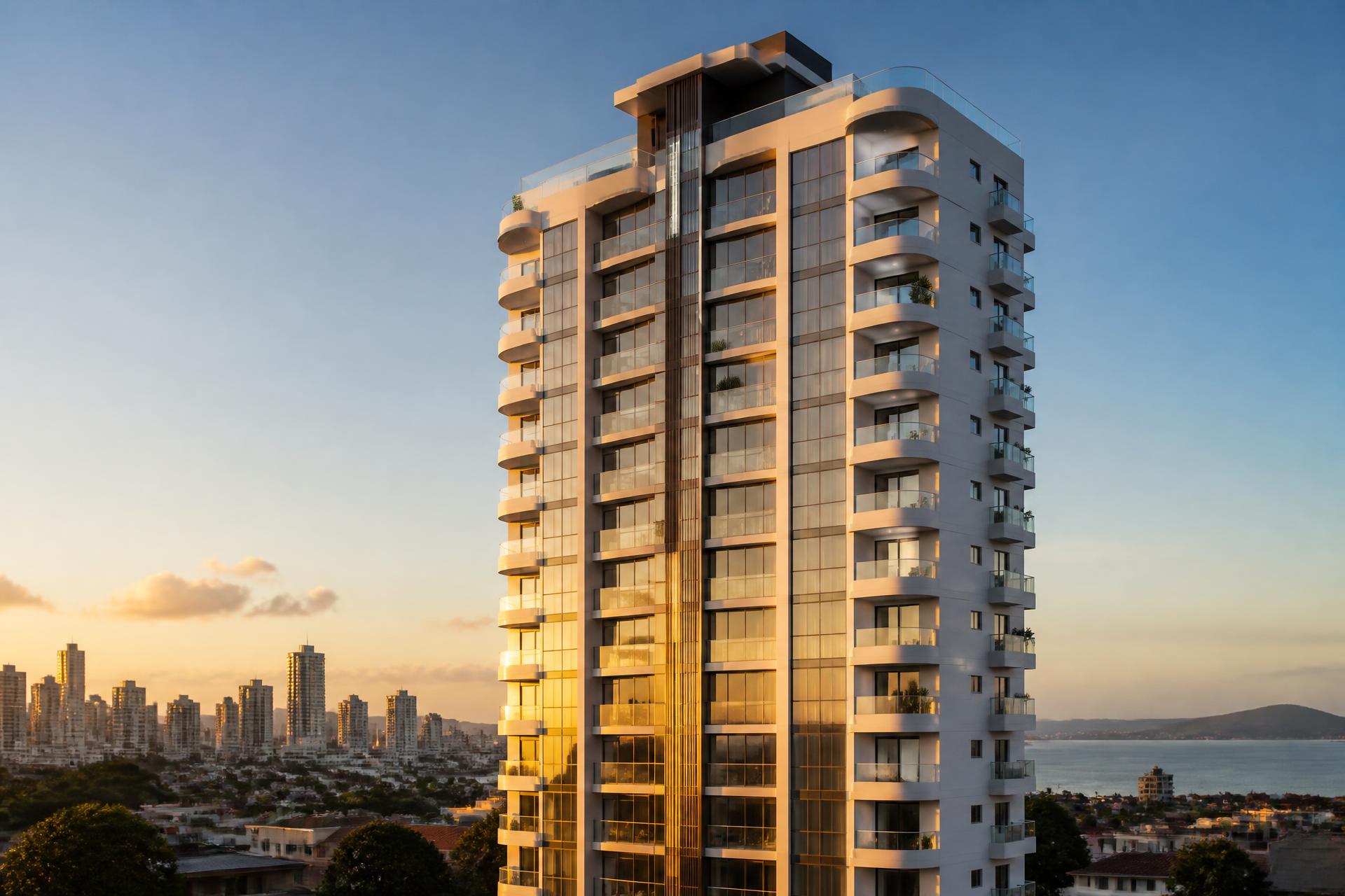 Edifício residencial de alto padrão em Londrina ao entardecer